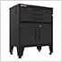 Black 3-Drawer 2-Door Cabinet Base Cabinet with Rubber Work Mat