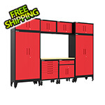 Armadillo Tough Red 9-Piece Garage Cabinet Set with Levelers and Casters