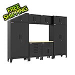 Armadillo Tough Black 9-Piece Garage Cabinet Set with Levelers and Casters