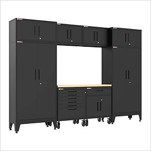 Black 9-Piece Garage Cabinet Set with Levelers and Casters
