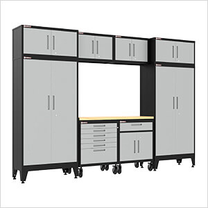 Grey 9-Piece Garage Cabinet Set with Levelers and Casters