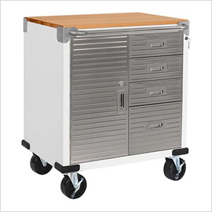 UltraHD Rolling Storage Cabinet with 4-Drawers (White)