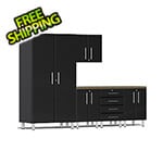 Ulti-MATE Garage Cabinets 6-Piece Garage Cabinet Kit with Bamboo Worktop in Midnight Black Metallic