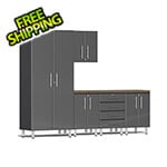 Ulti-MATE Garage Cabinets 6-Piece Garage Cabinet Kit with Bamboo Worktop in Graphite Grey Metallic