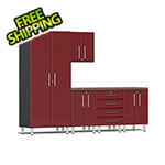 Ulti-MATE Garage Cabinets 6-Piece Garage Cabinet Kit with Bamboo Worktop in Ruby Red Metallic