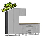Ulti-MATE Garage Cabinets 6-Piece Garage Cabinet Kit with Bamboo Worktop in Stardust Silver Metallic