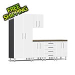 Ulti-MATE Garage Cabinets 6-Piece Garage Cabinet Kit with Bamboo Worktop in Starfire White Metallic