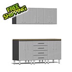 Ulti-MATE Garage Cabinets 7-Piece Garage Cabinet Kit with Bamboo Worktop in Stardust Silver Metallic