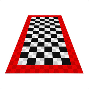 Ribtrax Pro One Car Garage Floor Tile Mat (Jet Black / Arctic White / Racing Red)