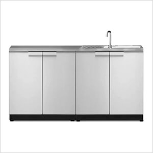 Stainless Steel 3-Piece Outdoor Kitchen Set with Countertops and Covers
