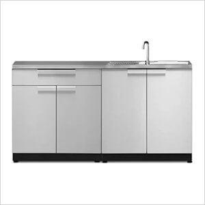 Stainless Steel 3-Piece Outdoor Kitchen Set with Countertops and Covers
