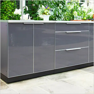 Aluminum Slate 4-Piece Outdoor Kitchen Set with Countertops