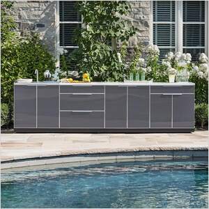 Aluminum Slate 4-Piece Outdoor Kitchen Set with Countertops