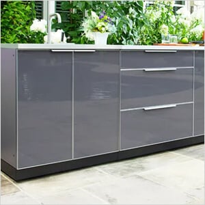 Aluminum Slate 4-Piece Outdoor Kitchen Set with Countertops and Covers