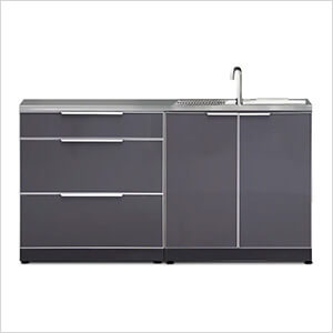 Aluminum Slate 3-Piece Outdoor Kitchen Set with Countertops