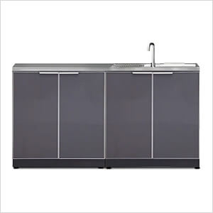Aluminum Slate 3-Piece Outdoor Kitchen Set with Countertops and Covers