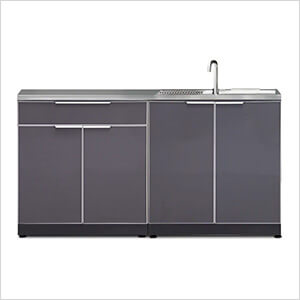 Aluminum Slate 3-Piece Outdoor Kitchen Set with Countertops and Covers