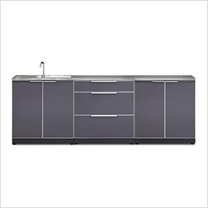 Aluminum Slate 4-Piece Outdoor Kitchen Set with Countertops