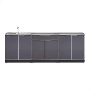 Aluminum Slate 3-Piece Outdoor Kitchen Set with Countertops