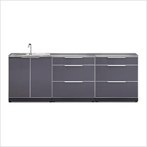 Aluminum Slate 4-Piece Outdoor Kitchen Set with Countertops