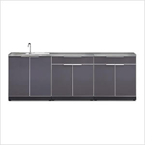 Aluminum Slate 4-Piece Outdoor Kitchen Set with Countertops
