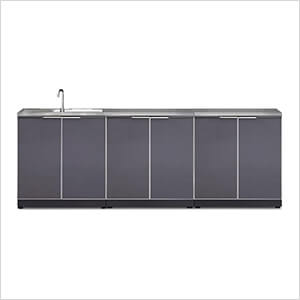 Aluminum Slate 4-Piece Outdoor Kitchen Set with Countertops and Covers
