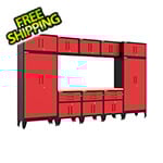 Armadillo Tough Red 11-Piece Garage Cabinet Set with Levelers