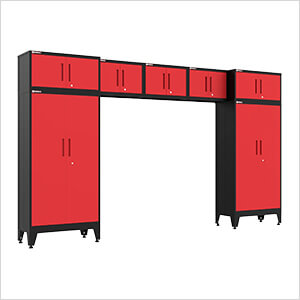 Red 7-Piece Garage Cabinet Set with Levelers