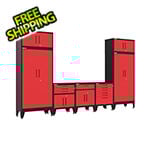 Armadillo Tough Red 7-Piece Garage Cabinet System with Levelers