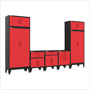 Red 7-Piece Garage Cabinet System with Levelers