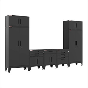 Black 7-Piece Garage Cabinet System with Levelers