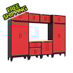Armadillo Tough Red 9-Piece Garage Cabinet Set with Levelers
