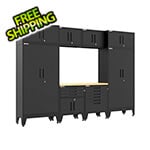 Armadillo Tough Black 9-Piece Garage Cabinet Set with Levelers