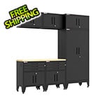 Armadillo Tough Black 7-Piece Garage Cabinet Set with Levelers