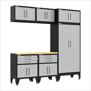 Grey 7-Piece Garage Cabinet Set with Levelers