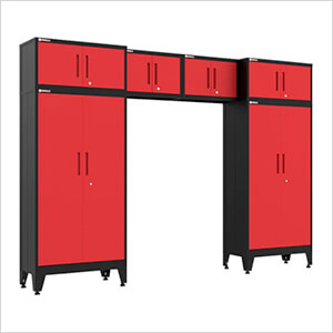 Red 6-Piece Garage Cabinet Set with Levelers