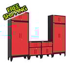 Armadillo Tough Red 6-Piece Garage Cabinet System with Levelers