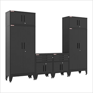 Black 6-Piece Garage Cabinet System with Levelers