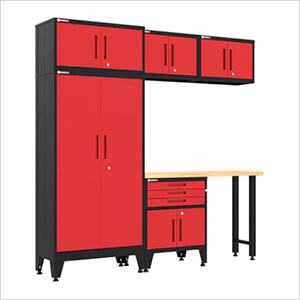 Red 6-Piece Garage Cabinet Set with Levelers