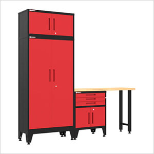 Red 4-Piece Garage Cabinet Set with Levelers