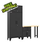 Armadillo Tough Black 4-Piece Garage Cabinet Set with Levelers