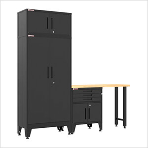 Black 4-Piece Garage Cabinet Set with Levelers