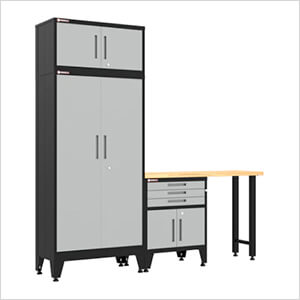 Grey 4-Piece Garage Cabinet Set with Levelers