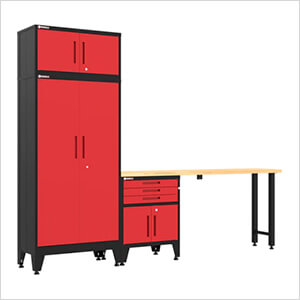 Red 4-Piece Garage Cabinet Set with Levelers