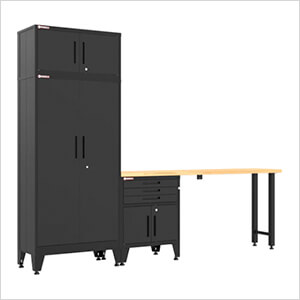 Black 4-Piece Garage Cabinet Set with Levelers