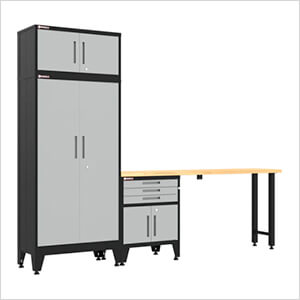 Grey 4-Piece Garage Cabinet Set with Levelers