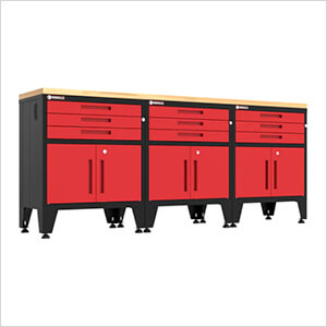Red 4-Piece Garage Cabinet Set with Levelers