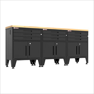Black 4-Piece Garage Cabinet Set with Levelers