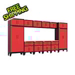Armadillo Tough Red 14-Piece Garage Cabinet Set with Levelers