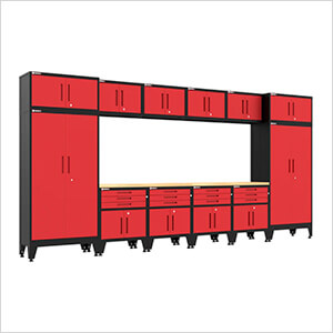 Red 14-Piece Garage Cabinet Set with Levelers